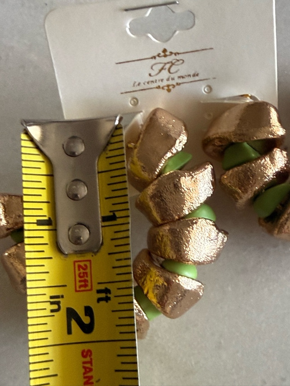 NWT!! Green & Gold Tone Chunky Hoop Earrings - Picture 4 of 5